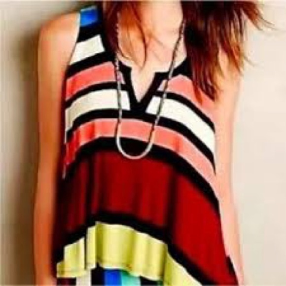Anthropologie Maeve Davina Striped Overlay Dress‎ Small - Picture 2 of 9
